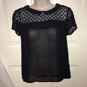 Lauren Conrad small black blouse crochet